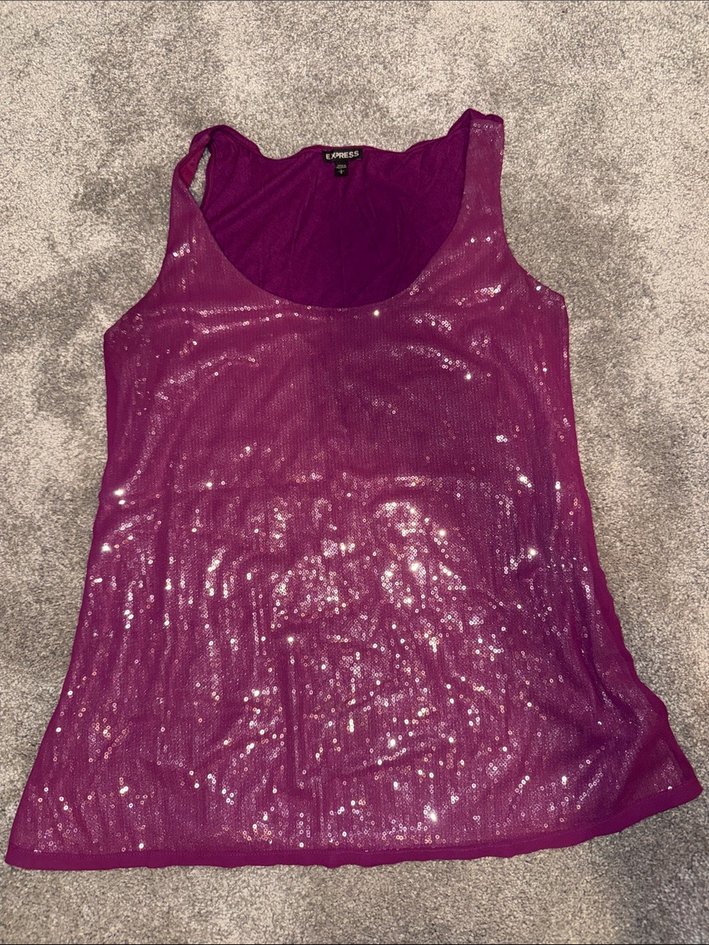 Express Women's Magenta Sequin Tank Top